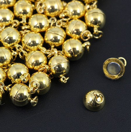 Zapięcie metalowe magnetyczne kula złota 10mm