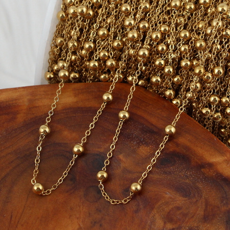 Łańcuszek z kulkami 3mm stal szlachetna pozłacana [1metr]