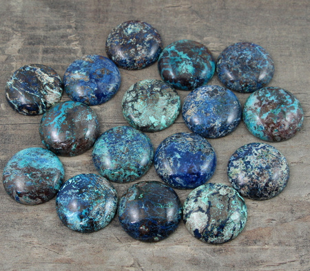 Kaboszon chryzokola moneta 25mm