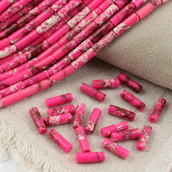 Jaspis lazurowe wybrzeże wałek gładki różowy 13x4mm