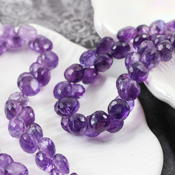 Ametyst cebulka briolette fasetowana 8x6mm [para]