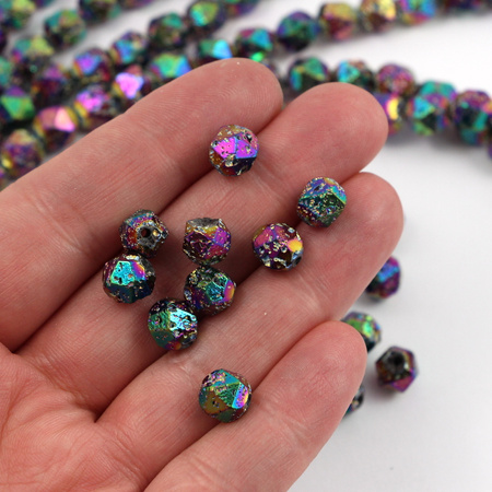 Lawa wulkaniczna platerowana różowo-zielona bryłka 8mm