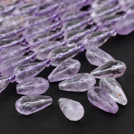 Ametyst kropla fasetowana 16x8mm