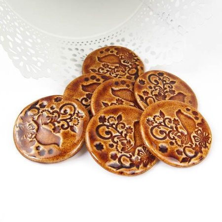 Kaboszon ceramiczny moneta ptaszek miodowy 44mm