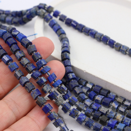 Lapis lazuli ze złotym pirytem wałek fasetowany 6x4mm