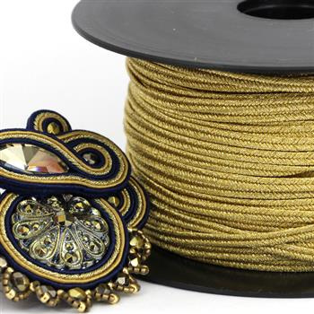 Sznurek sutasz ITALY 3mm polished brass metallic [1metr]