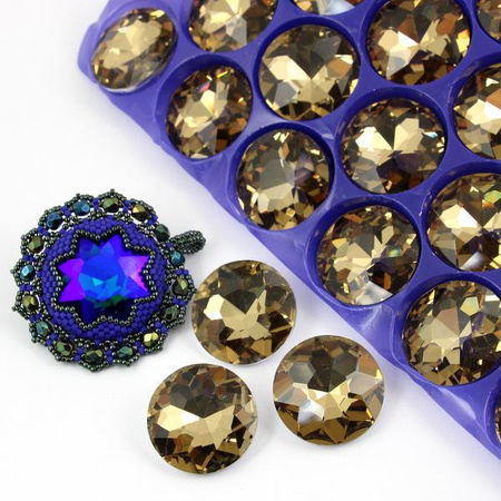 Kaboszon diamentowy szlif moneta smoky topaz 25mm [1szt]
