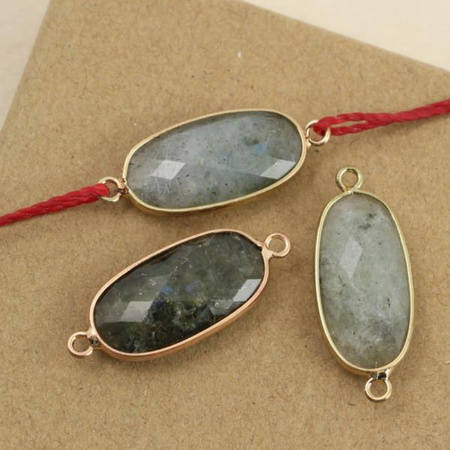 Łącznik w złotej oprawie labradoryt owal 29x11mm