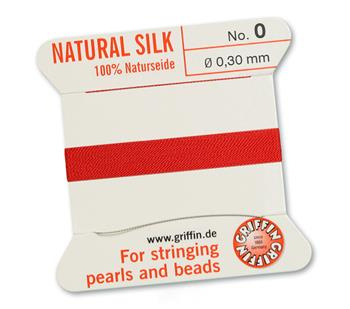 Griffin Nici jedwabne z igłą red 0,30mm [2m]