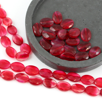 Agat brazylijski owal fasetowany różowy 14x10mm