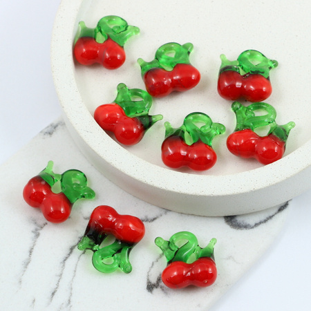 Zawieszka szklana wiśnia owoce 20x18mm