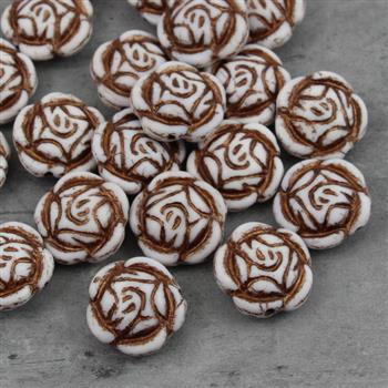 Rose Beads Alabaster Matte Bronze Patina 16mm [1szt]