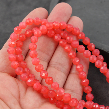 Agat brazylijski kula fasetowana malinowa różowa 6mm