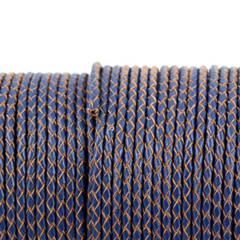 Rzemień skórzany pleciony granatowy 3mm [50cm]
