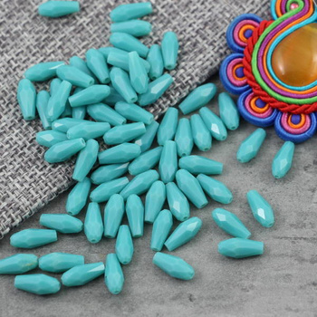 Kryształek szklany kropla fasetowana turkusowa 10x4mm [12szt]