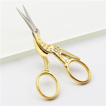 Nożyczki PREMAX do haftu pozłacane bocian 3 1/2"