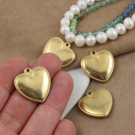 Zawieszka serce stal szlachetna pozłacana 22mm