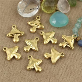 Zawieszka grzybek muchomorek stal szlachetna pozłacana 13x12mm