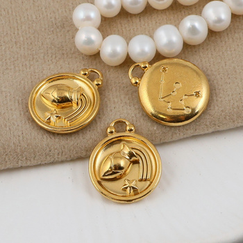 Zawieszka stal szlachetna pozłacana znaki zodiaku Wodnik 17mm
