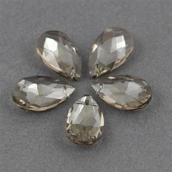 Kryształek szklany łezka fasetowana szara luster 22x13mm