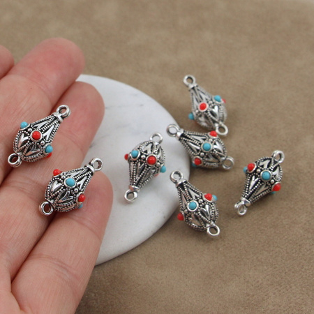 Metalowa zawieszka / łącznik berło ciemne srebro 22x12mm