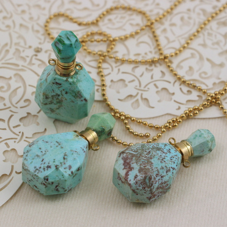 Turkus afrykański zawieszka perfumetka z odkręcanym korkiem 38x20mm