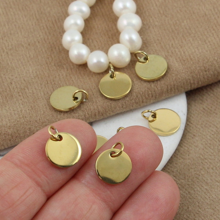 Zawieszka stal szlachetna pozłacana blaszka okrągła 10mm