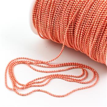 Łańcuszek metalowy kulkowy 1,5mm różowy łososiowy [1 metr]