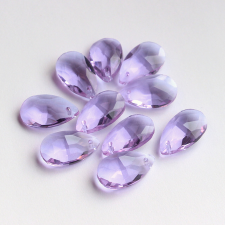 Kryształek szklany łezka fasetowana lawendowa 22x13mm