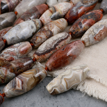 Agat koronkowy oliwka gładka 40x16mm