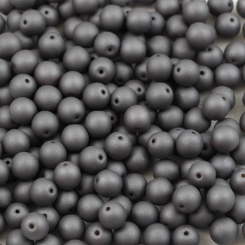 Round Beads Alabaster Metallic Steel 6mm [10szt]