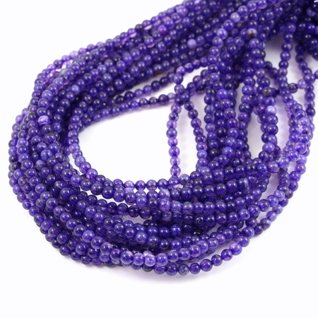Agat fioletowy kula gładka 4mm [sznur 37cm]