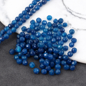Agat brazylijski kula fasetowana granatowa 4mm [10szt]