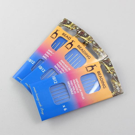 Igły do koralików Pony No10/12 złote uszko