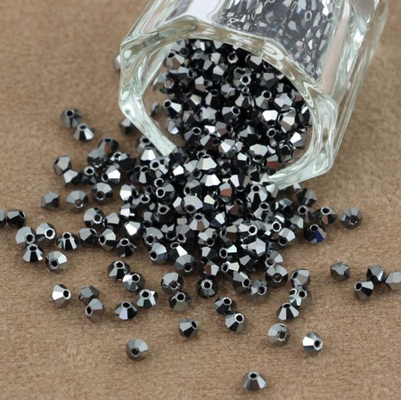 Preciosa Bicone Bead Rondelle Jet Hematite Full 3mm [20szt]