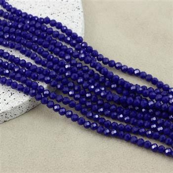 Kryształek szklany oponka fasetowana szafirowa 4x3mm [sznur 42cm]