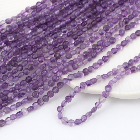 Ametyst moneta fasetowana 4mm [20szt]