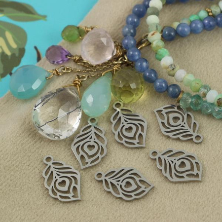 Zawieszka pawie pióro stal szlachetna 18x11mm