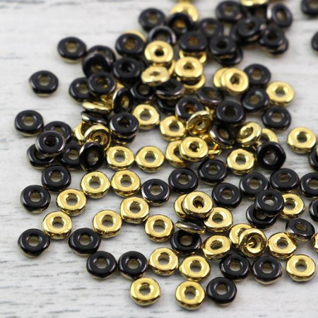 O bead donut 4x1mm Jet Amber [2,5g]
