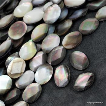Masa perłowa szara owal fasetowany 18x13mm