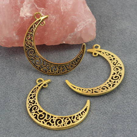 Baza zawieszka ażurowy półksiężyc złoty 40x30mm