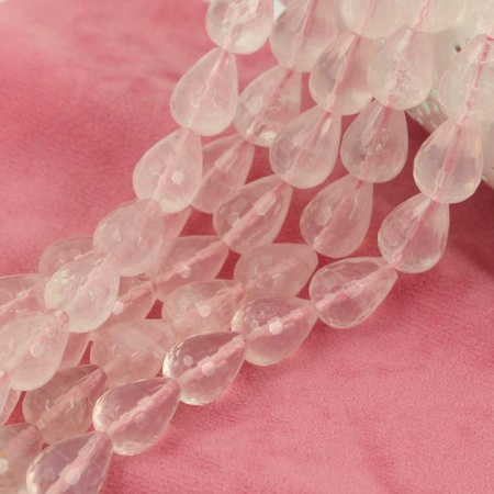 Kwarc różowy kropla fasetowana 16x12mm