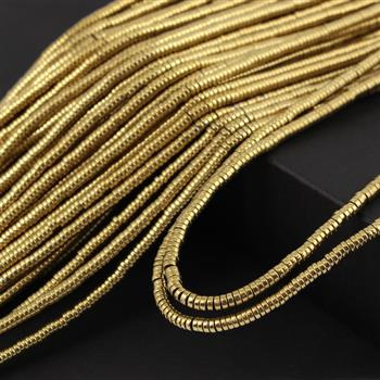 Hematyt mini dysk 3x1mm pozłacany PVD [sznur 40cm]