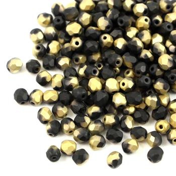 Fire Polish 4mm Jet Amber Matte [20szt]