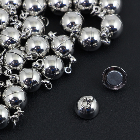 Zapięcie metalowe magnetyczne kula srebrna 10mm