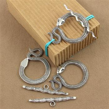 Zapięcie przekładane toggle srebrne wąż 36mm