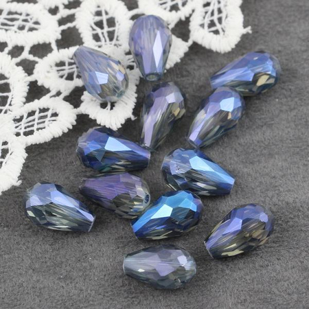 Kryształek szklany kropla fasetowana kobaltowa luster AB 15x10m