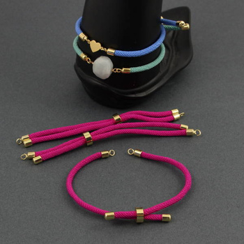 Zapięcie regulowane / przesuwane sznurkowe różowe fuksjowe do bransoletki 11cm ZŁ