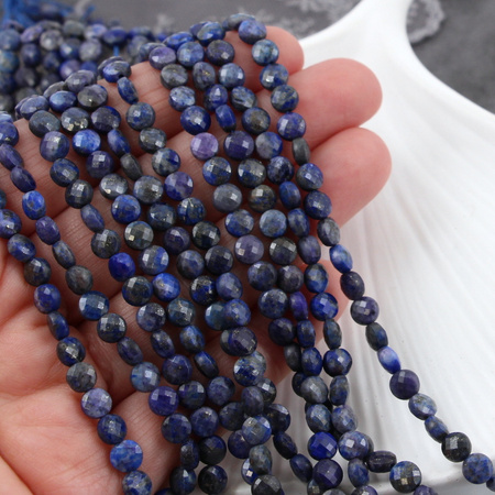 Lapis lazuli z pirytem moneta fasetowana 6mm