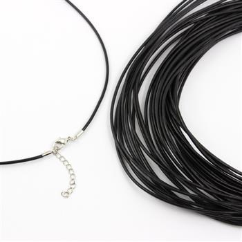 Baza naszyjnika z zapięciem czarny rzemień 2mm - 50+5cm